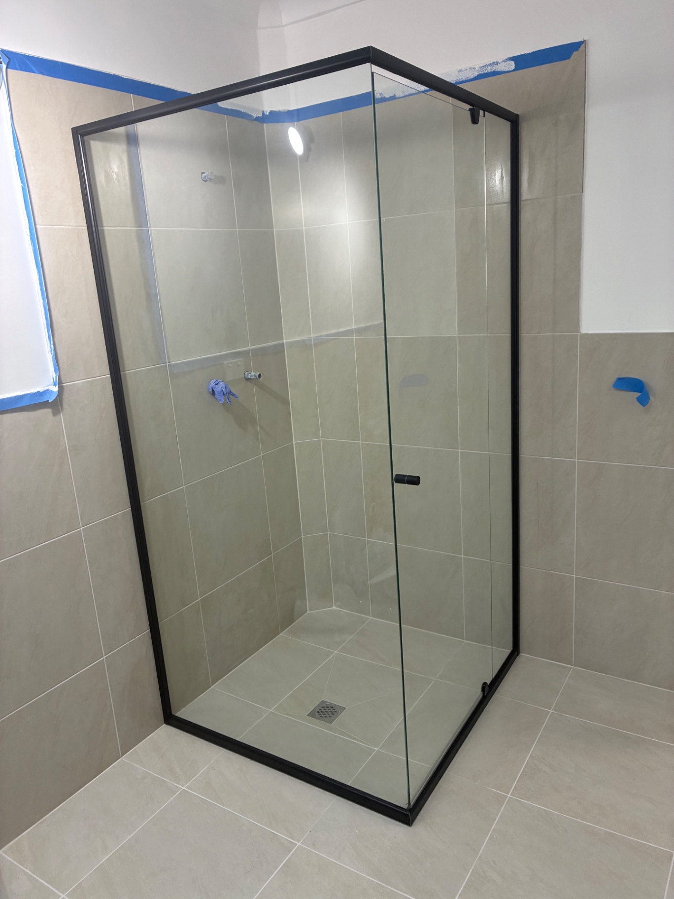 Matte Black Semi-Frameless Shower