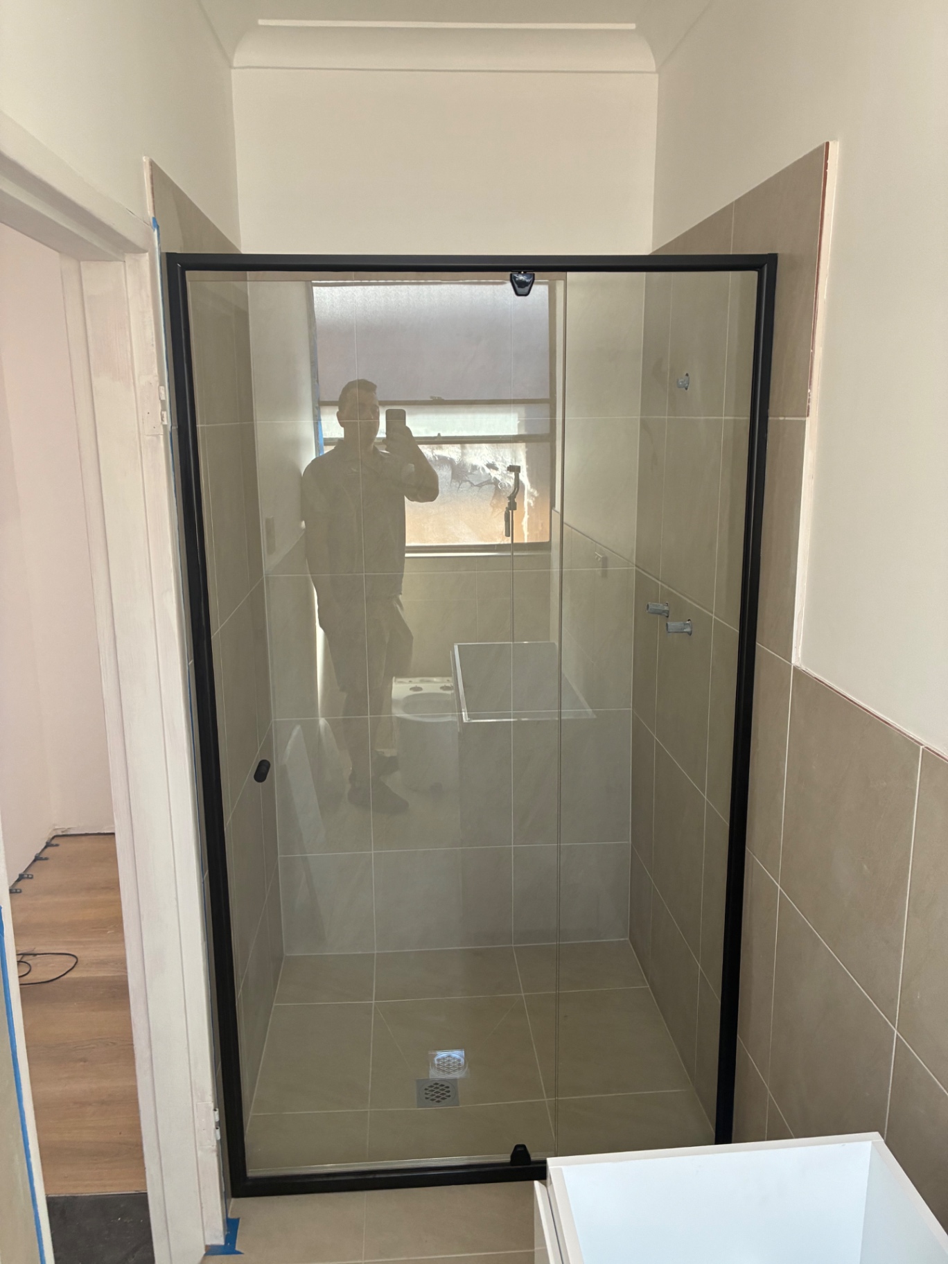 Black Framed Sliding Shower